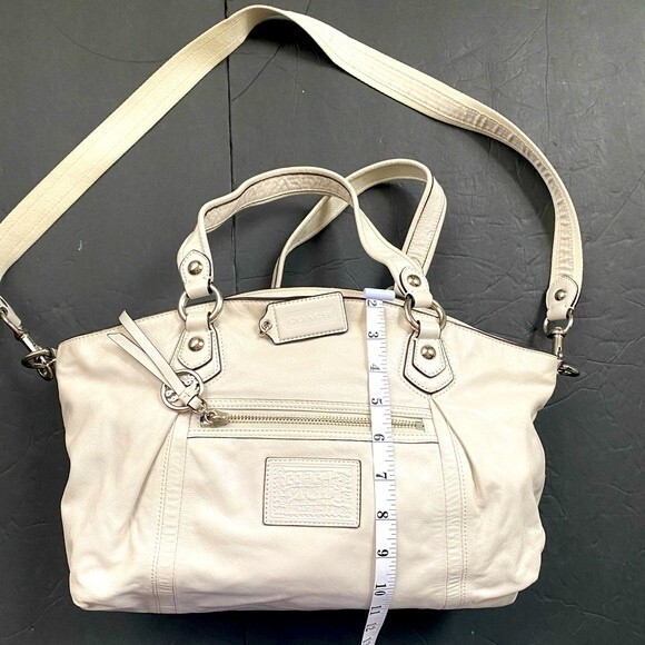 COACH  Legacy Poppy  Leather Rocker Crossbody Double Handles Ivory 16285 - Picture 6 of 16